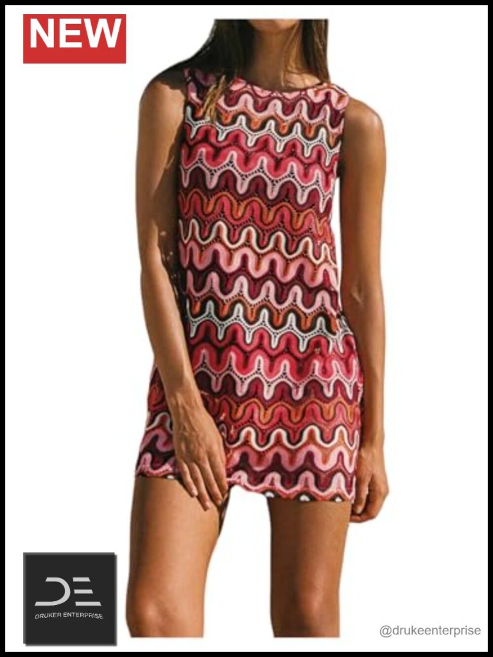 Women's Crochet Mini Dress Boho A-Line Sleeveless Summer Sundress